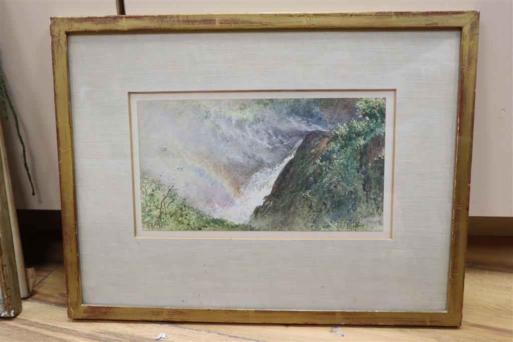 William Leighton Leitch (1804-83), watercolour, The Cascade, Tivoli, signed, with Agnews label verso, 11.5 x 21cm